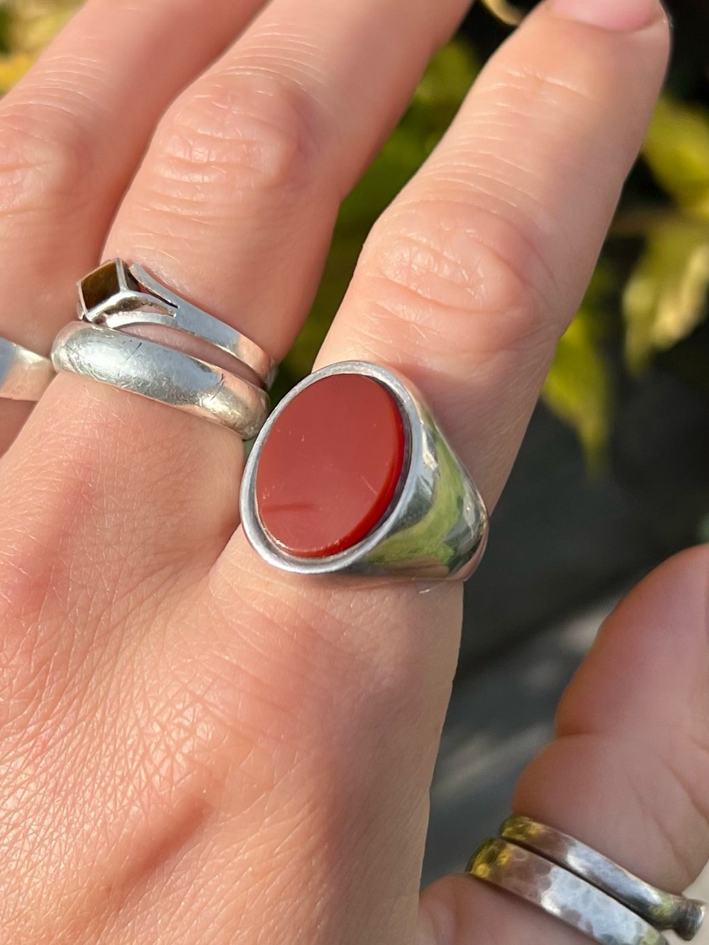 Vtg 1972 Sterling Silver Carnelian Ring